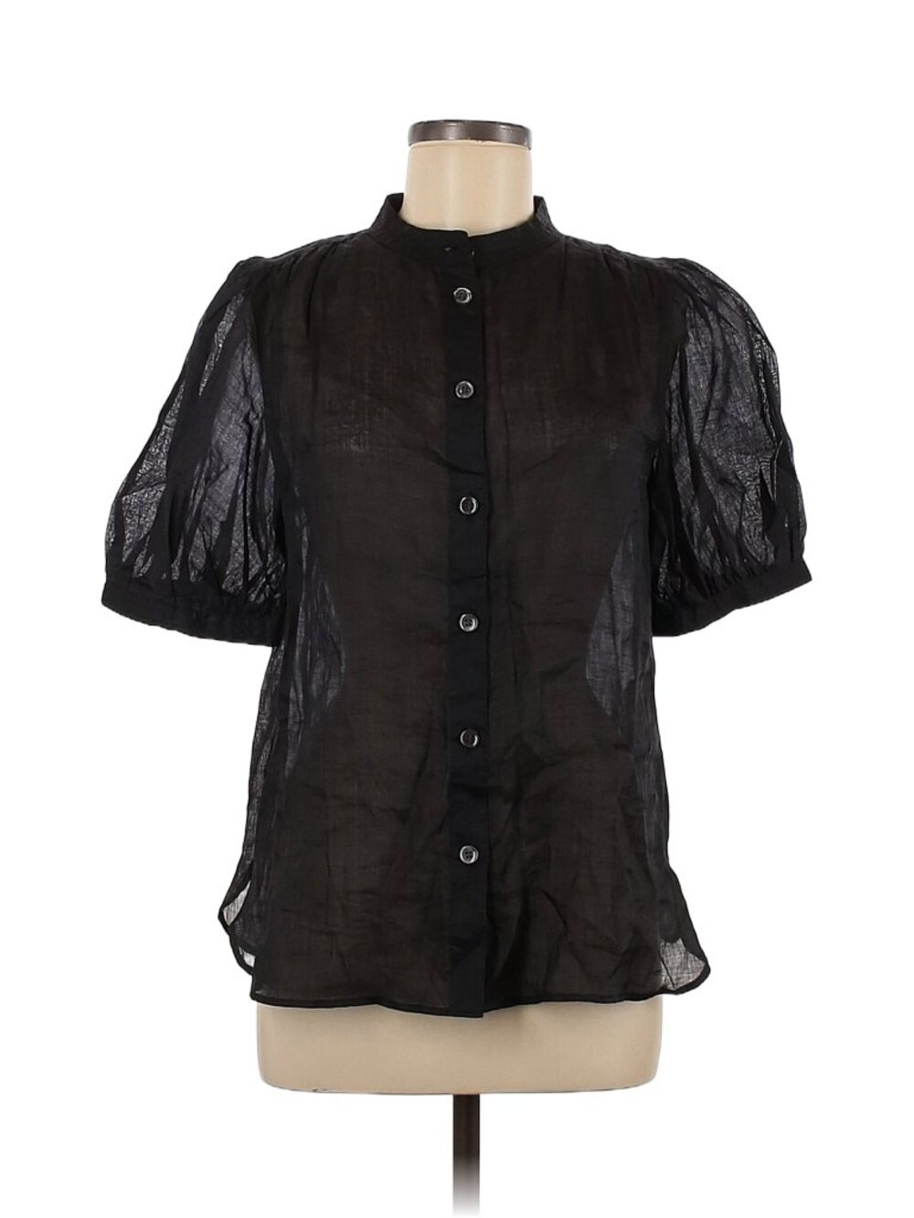 EUC 100% Ramie Puff Sleeve Blouse